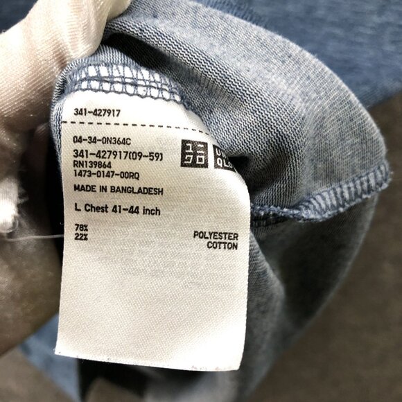 Uniqlo Dry Color T Shirt Mens L Blue Short Sleeve Crewneck Cotton Blend - Picture 6 of 8
